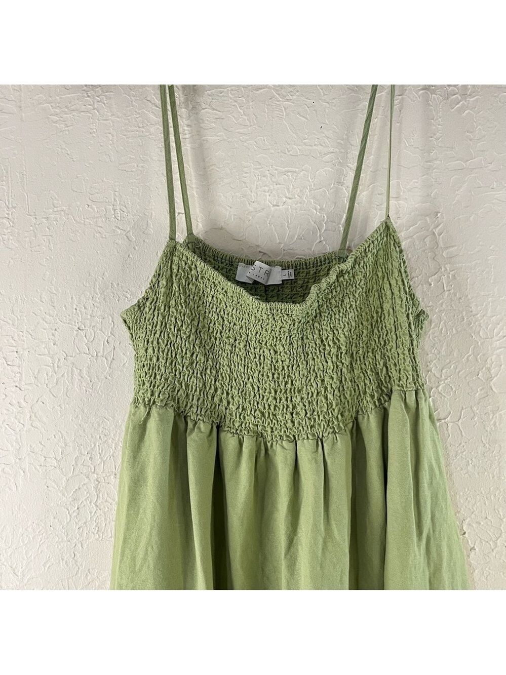 ASTR The Label Marlene Square Neck Smocked Midi Dress in Green - Picture 4 of 13